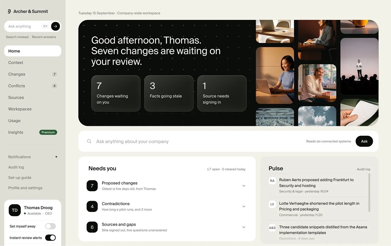 The Archer & Summit dashboard: the context of your company